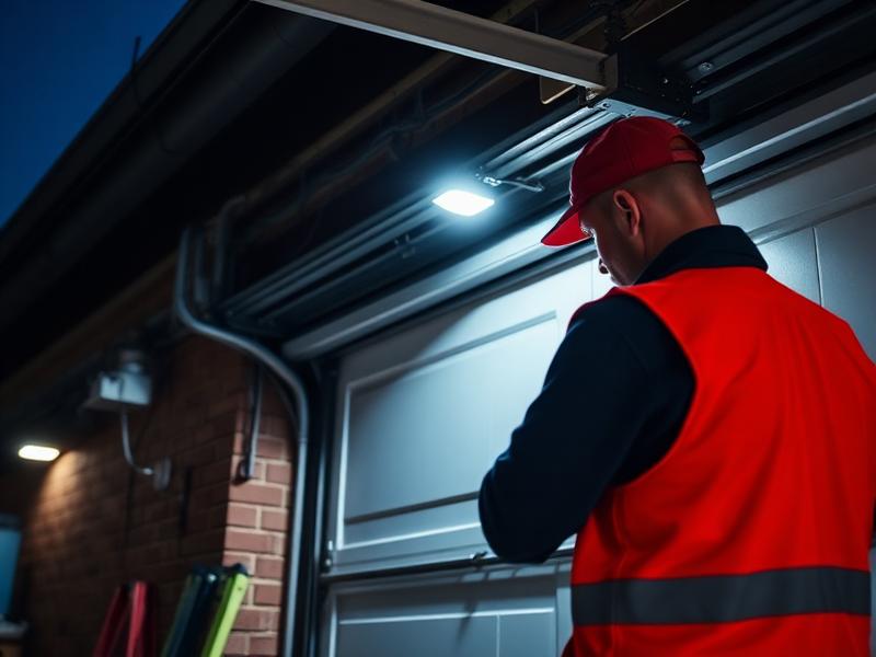 Emergency garage door repair service at night